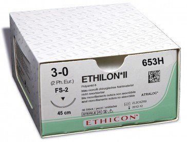 Ethilon schwarz monofil FS2 3-0 45cm 36St. 653H